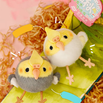 Cute Cockatiel Stuffed Animal Bag Charm with Sound Parts and Magnet